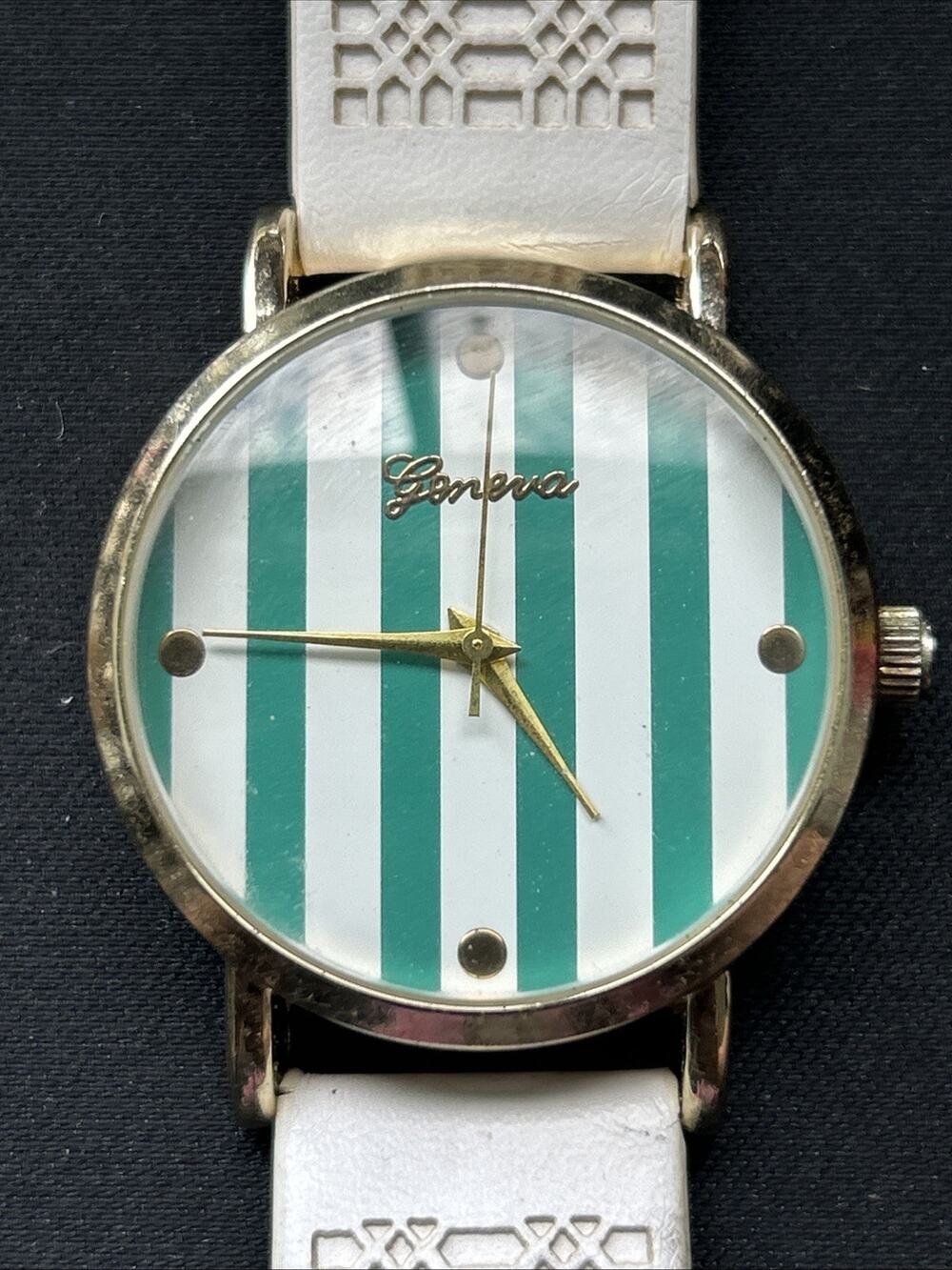 Geneva Green And White Dial Gold Tone Case Women’s Quartz Watch